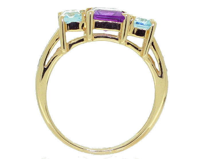 2.76ct Amethyst, Topaz & Diamond Ring in 10K Yellow Gold