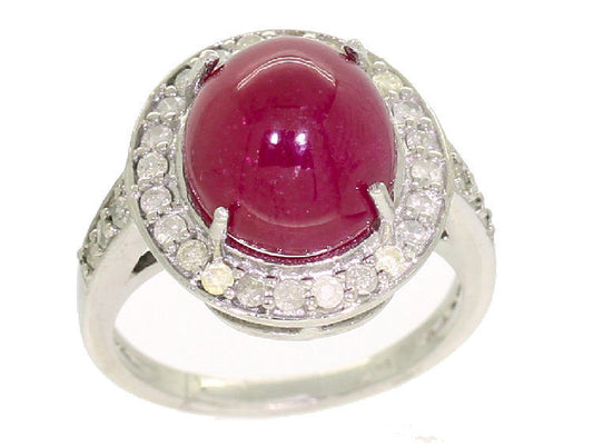 10.25ct Ruby & Diamond Ring in 14k White Gold