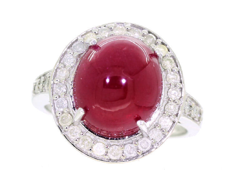 10.25ct Ruby & Diamond Ring in 14k White Gold