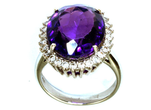 7.49ct Amethyst and Diamond Ring in 14k White Gold