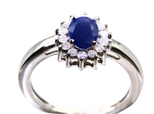 1.14ct Sapphire & Diamond Ring in 8K White Gold