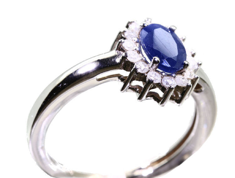 1.14ct Sapphire & Diamond Ring in 8K White Gold