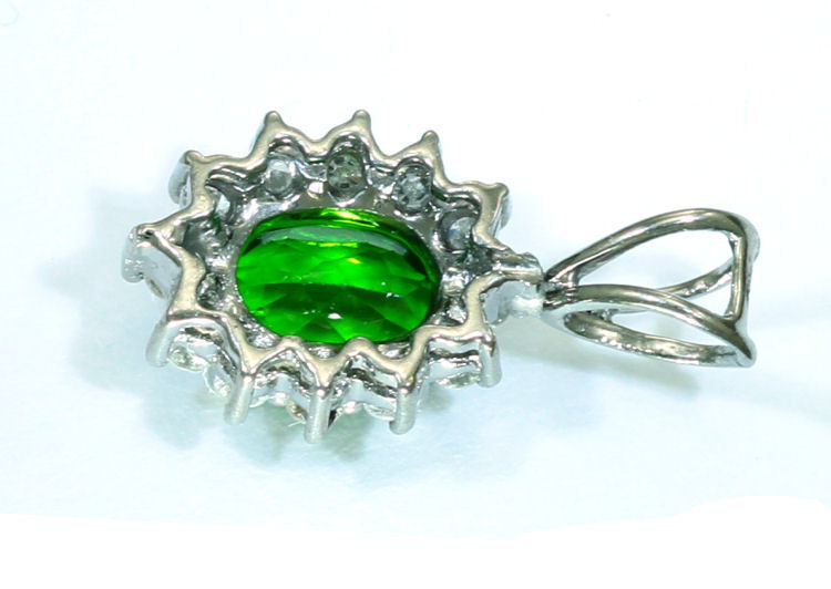 1.14ct Chrome Diopside & Diamond Necklace in 18K & 14K White Gold