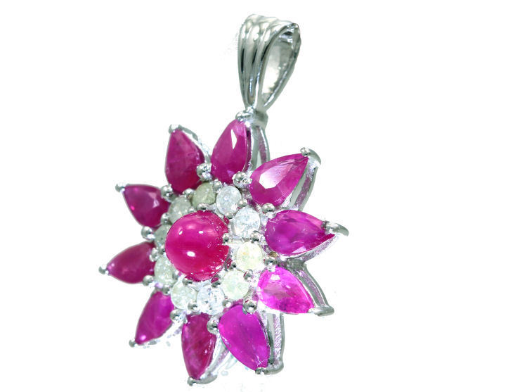 3.24ct Ruby & Diamond Necklace in 18K White Gold