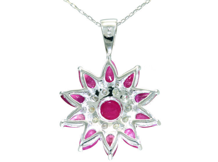 3.24ct Ruby & Diamond Necklace in 18K White Gold