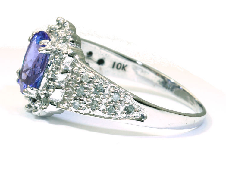 1.50ctw Diamonds & Tanzanite Ring Well Made in 10k White Gold