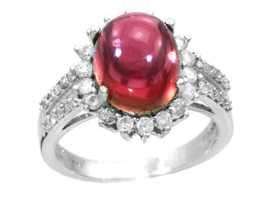 10.46ct Pink Tourmaline & Diamond Ring in 14k White Gold