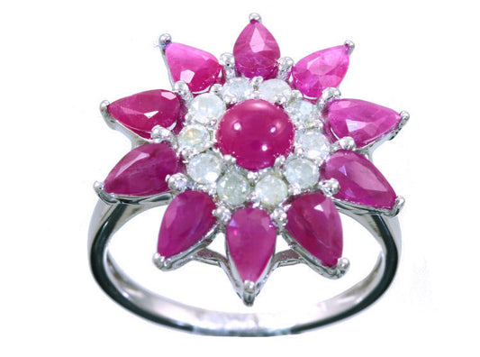 3.24ct Ruby & Diamond Ring in 18K White Gold