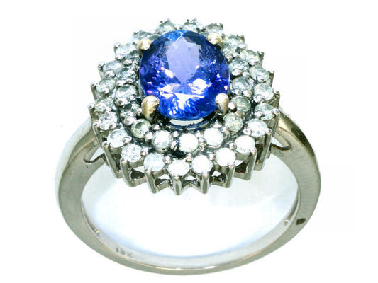 3.26 ctw Diamond and Tanzanite Set in 18K White Gold Ring