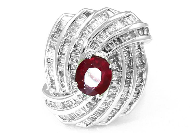 4.29ct Ruby and Diamond Set in 14K White Gold Ring