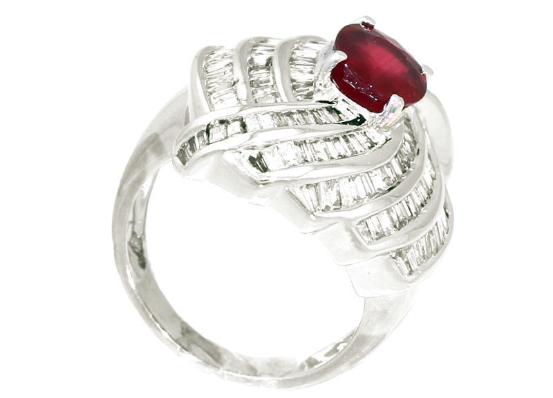 4.29ct Ruby and Diamond Set in 14K White Gold Ring