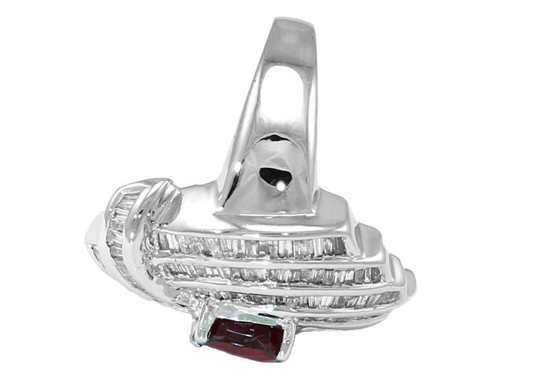 4.29ct Ruby and Diamond Set in 14K White Gold Ring