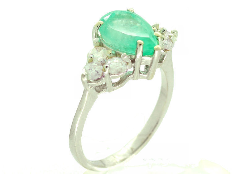 2.43ct Colombian Emerald & Diamond Cluster Ring in 14K White Gold
