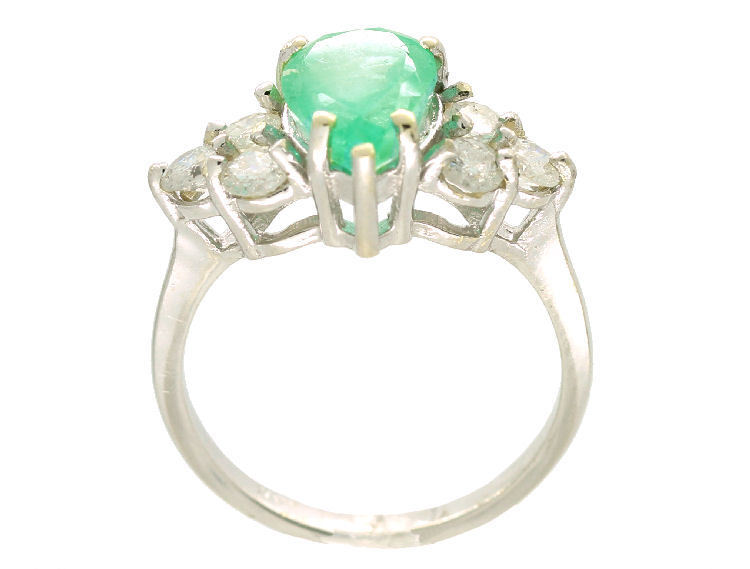 2.43ct Colombian Emerald & Diamond Cluster Ring in 14K White Gold