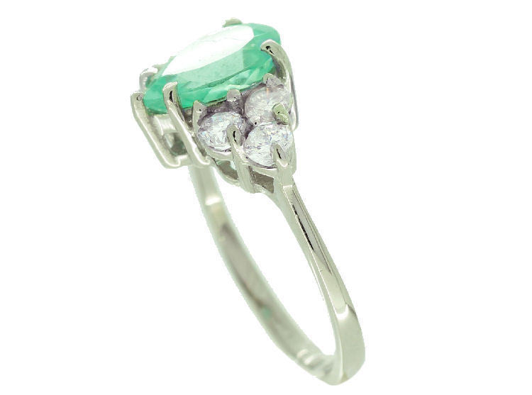 2.43ct Colombian Emerald & Diamond Cluster Ring in 14K White Gold