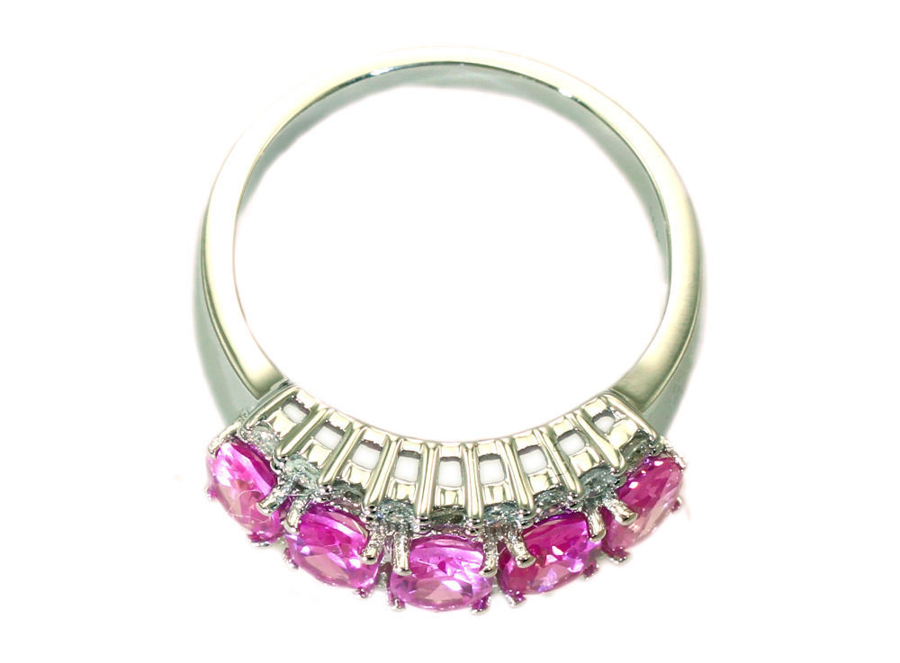 2.95ctw Diamond and Pink Sapphire Set in 18K White Gold Ring