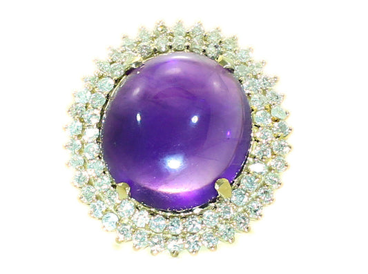 16.93ctw Diamond and Amethyst Set in 18K Yellow Gold Ring