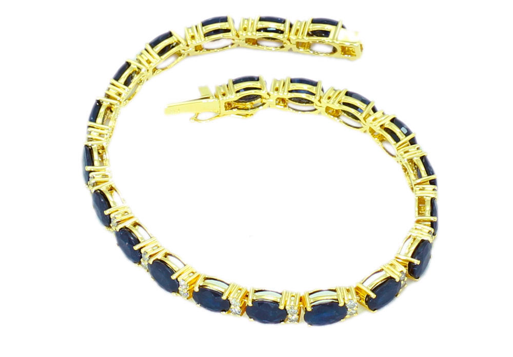 17.44ct Diamond & Sapphire Bracelet in 14K Yellow Gold