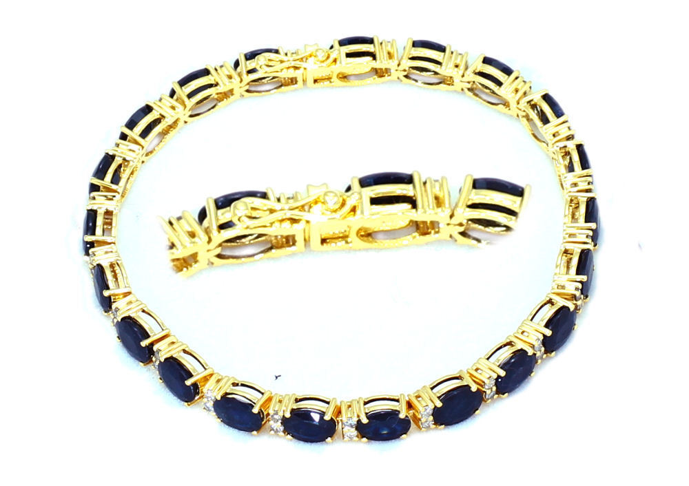 17.44ct Diamond & Sapphire Bracelet in 14K Yellow Gold