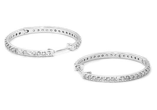 0.78ct Diamond Hoop Earrings in 14K White Gold