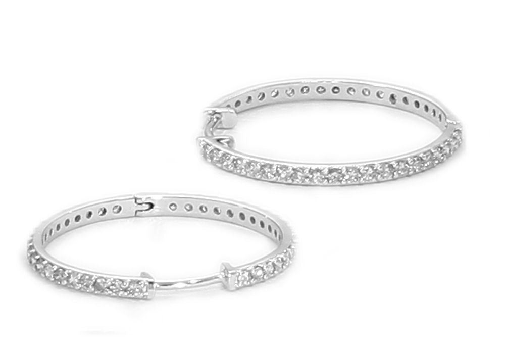 0.78ct Diamond Hoop Earrings in 14K White Gold