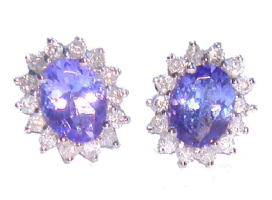 2.50ct Tanzanite & Diamond Earrings in 14K White Gold