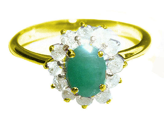 1.14ct Emerald & Diamond Ring in 14K Yellow Gold