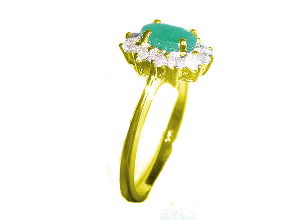 1.14ct Emerald & Diamond Ring in 14K Yellow Gold
