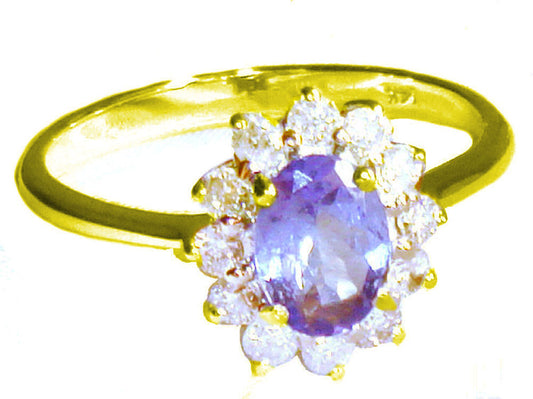 1.14ct Tanzanite & Diamond Ring in 14K Yellow Gold