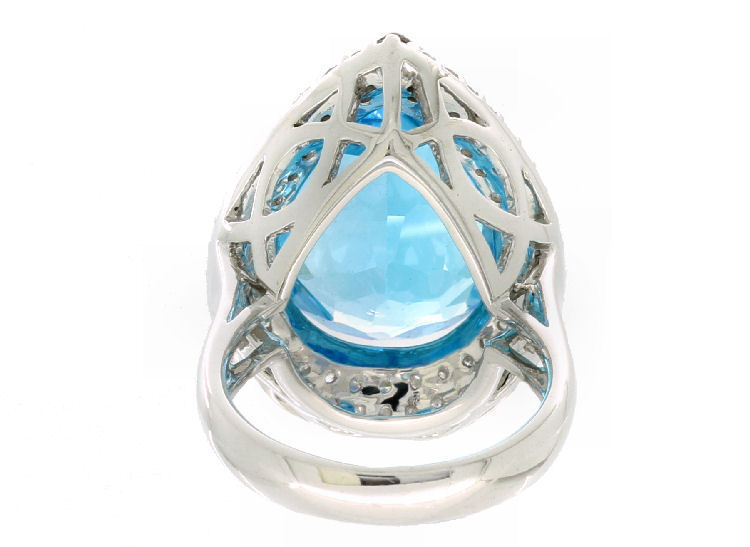 15.10ct Swiss Blue Topaz & Diamond Ring in 14K White Gold